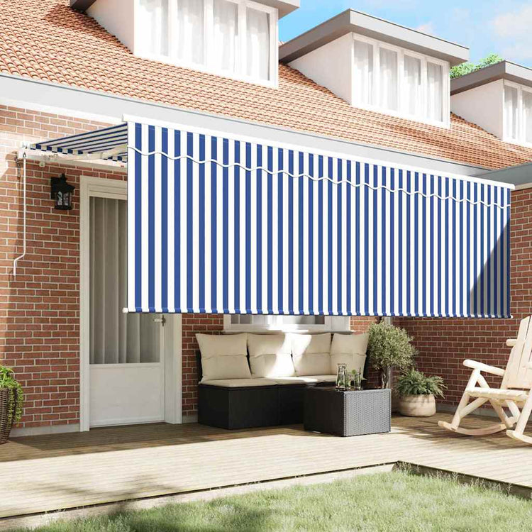 Vidaxl uitschuifbare luifel blauw 350 x 200 cm stof