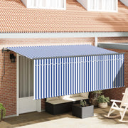 Vidaxl uitschuifbare luifel blauw en wit 350 x 200 cm - afbeelding 1