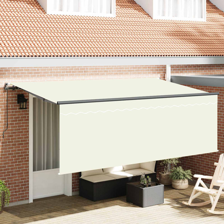 Vidaxl uitschuifbare luifel crème 350 x 200 cm polyester en aluminium