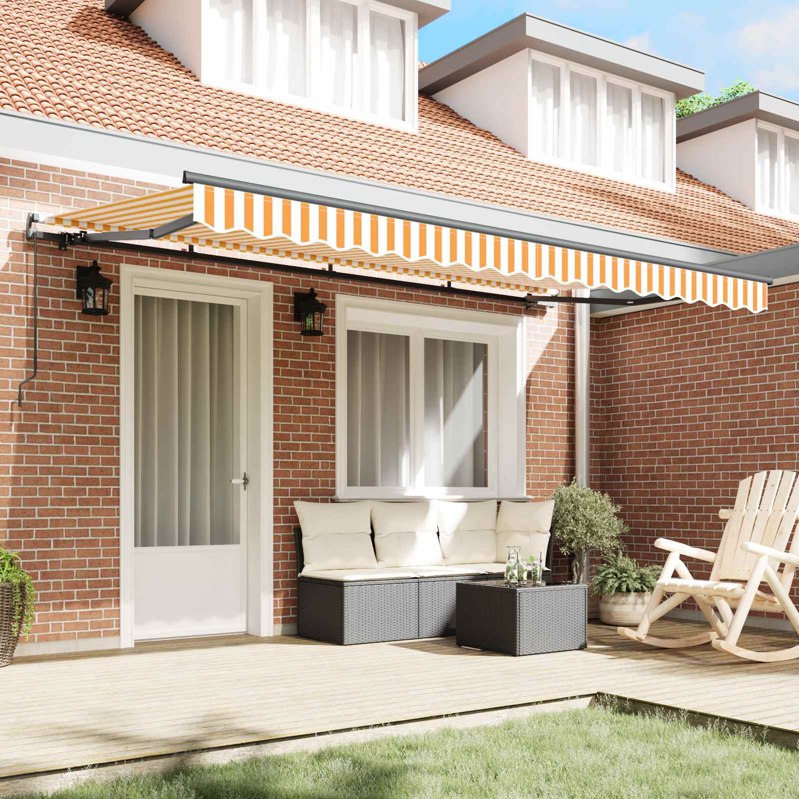Vidaxl uitschuifbare luifel geel 350 x 200 cm stof