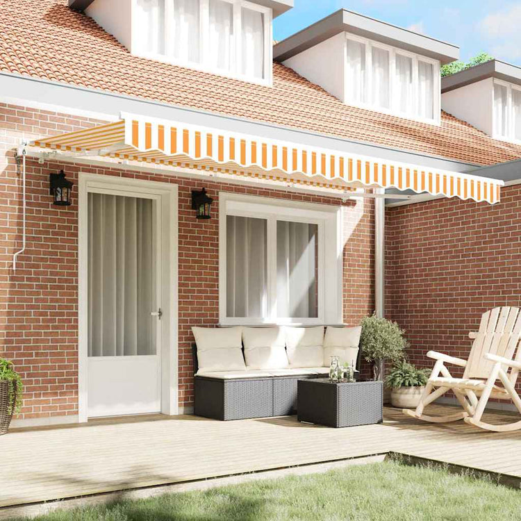 Vidaxl uitschuifbare luifel geel 350 x 200 cm stof