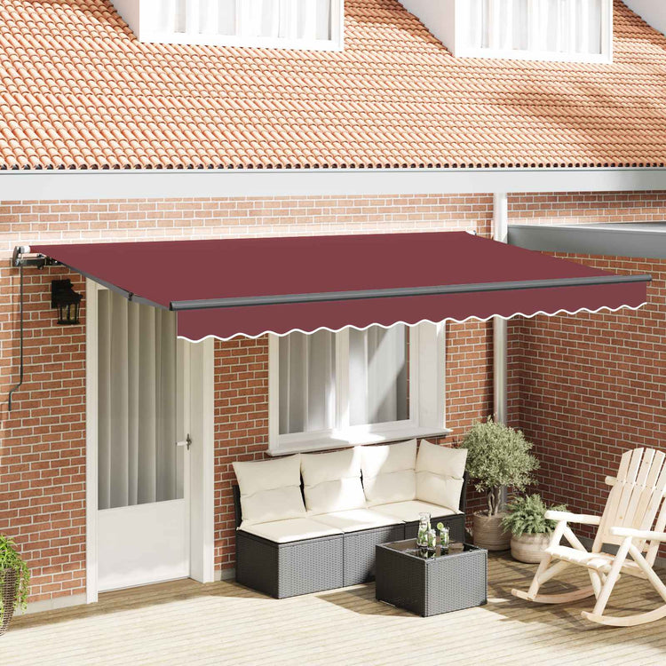 Vidaxl uitschuifbare luifel bordeauxrood 350 x 200 cm stof