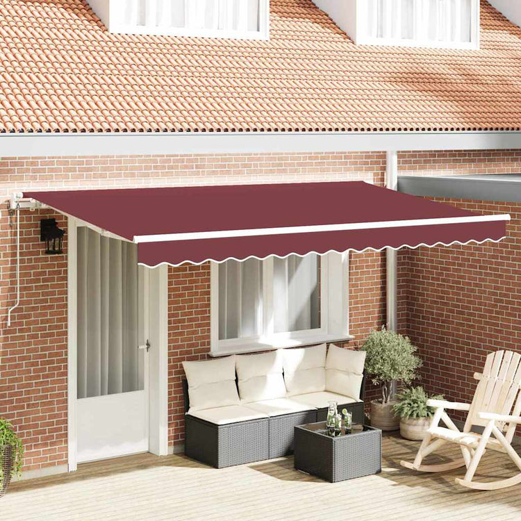Vidaxl uitschuifbare luifel bordeauxrood 350 x 200 cm stof