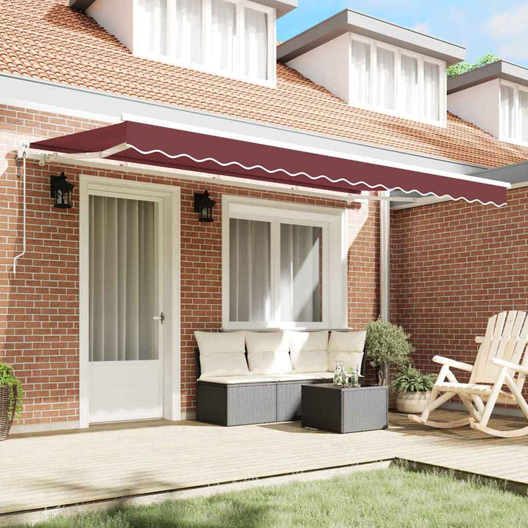 Vidaxl uitschuifbare luifel bordeauxrood 350 x 200 cm stof