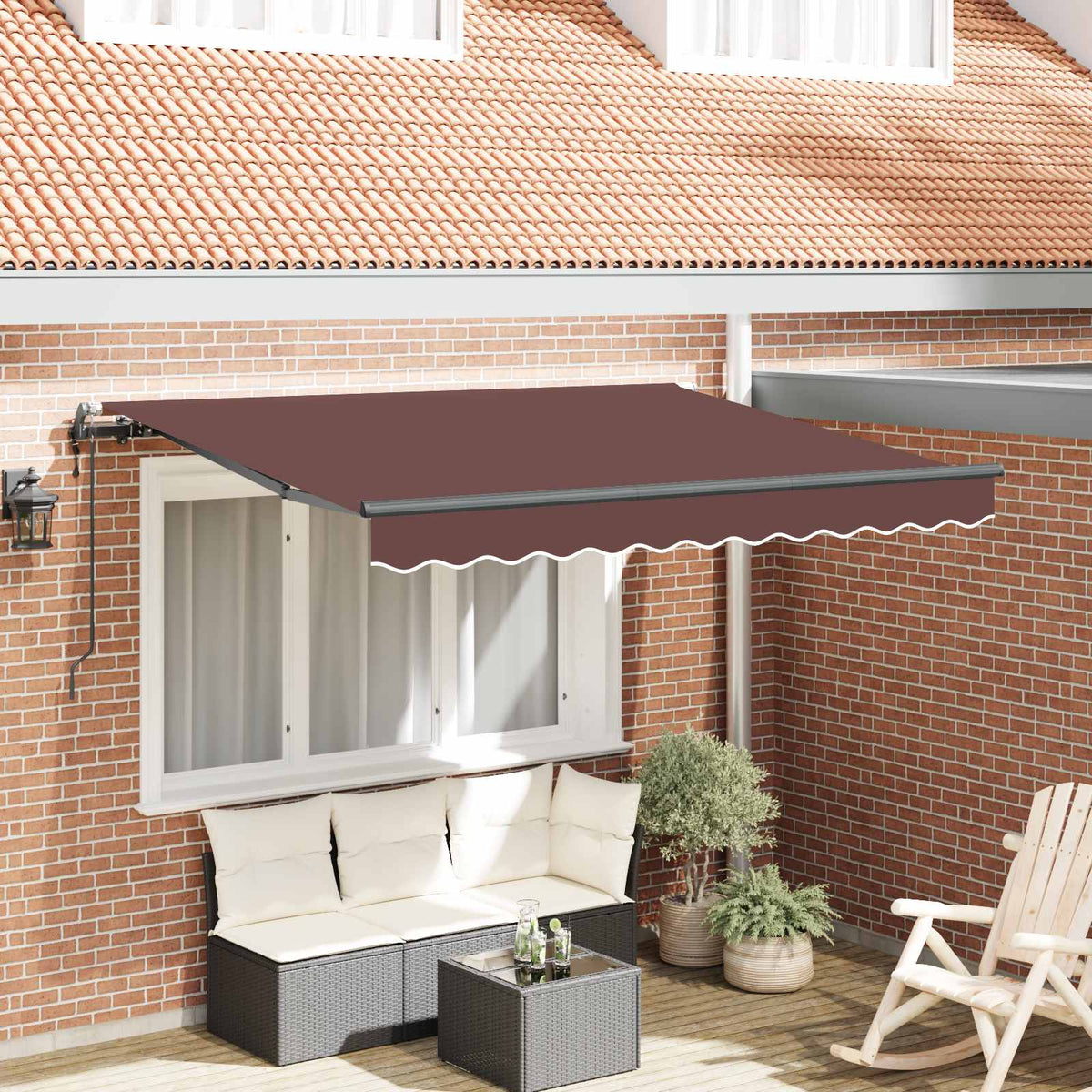 Vidaxl uitschuifbare luifel bruin 350 x 200 cm stof