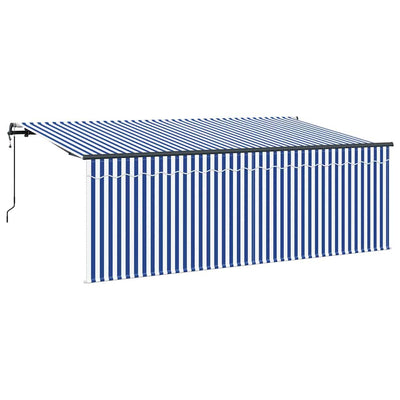 Vidaxl inklapbaar zonnescherm blauw en wit 400 x 200 cm