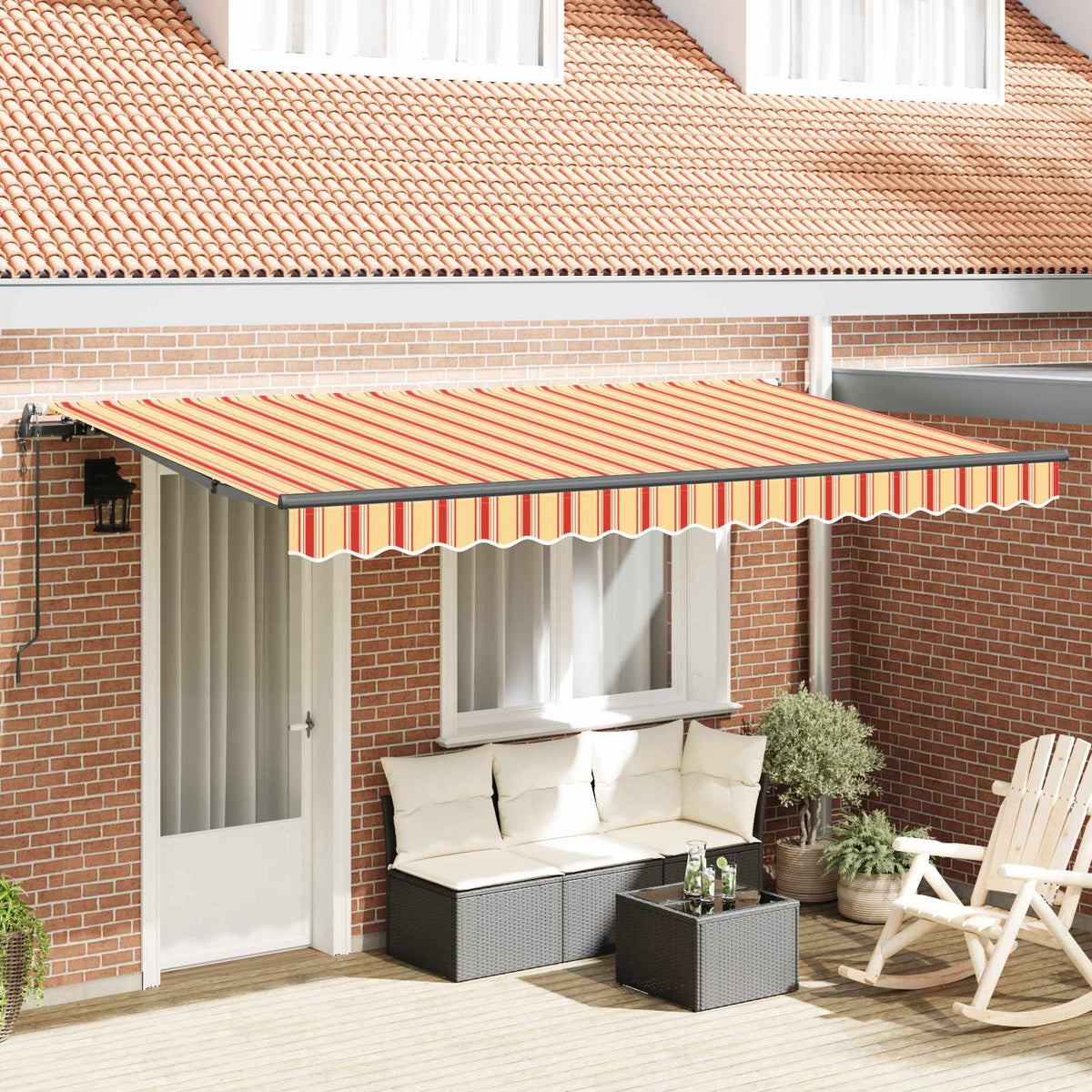 Vidaxl uitschuifbare luifel geel 400 x 200 cm stof