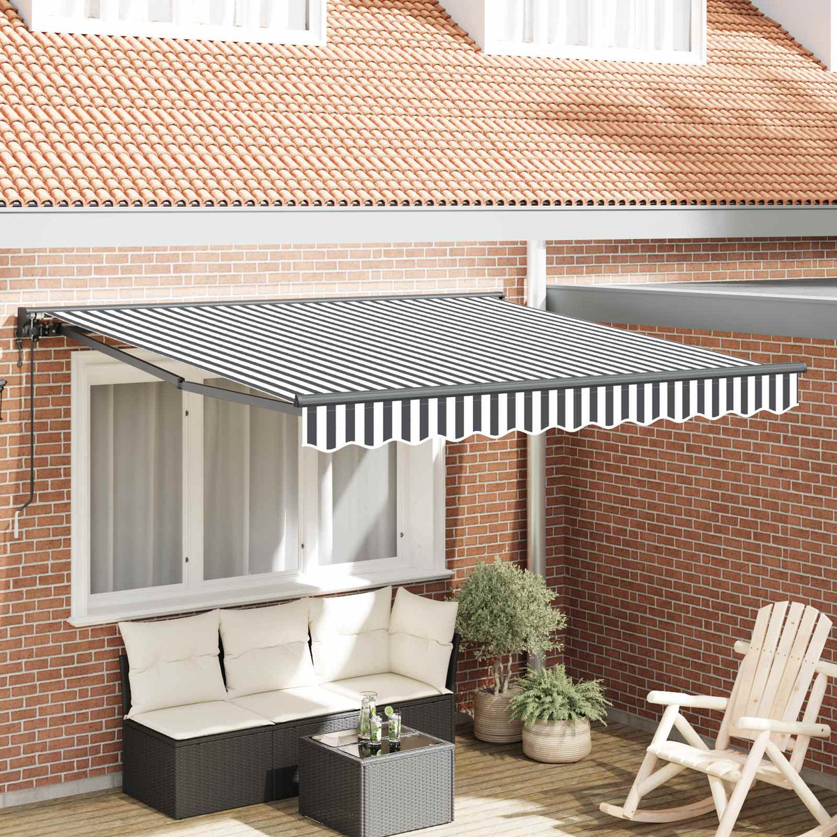 Vidaxl zijde frame antraciet en wit 300 x 250 cm