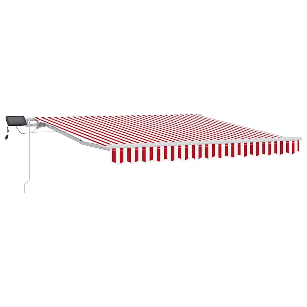 Vidaxl inklapbaar zonnescherm rood en wit 300 x 250 cm stof en staal