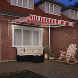 Vidaxl uitschuifbare luifel rood en wit 300 x 250 cm polyester - afbeelding 3