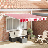 Vidaxl uitschuifbare luifel rood en wit 300 x 250 cm polyester - afbeelding 1