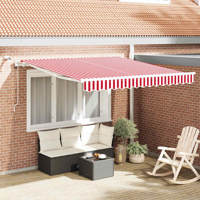 Vidaxl uitschuifbare luifel rood en wit 300 x 250 cm polyester