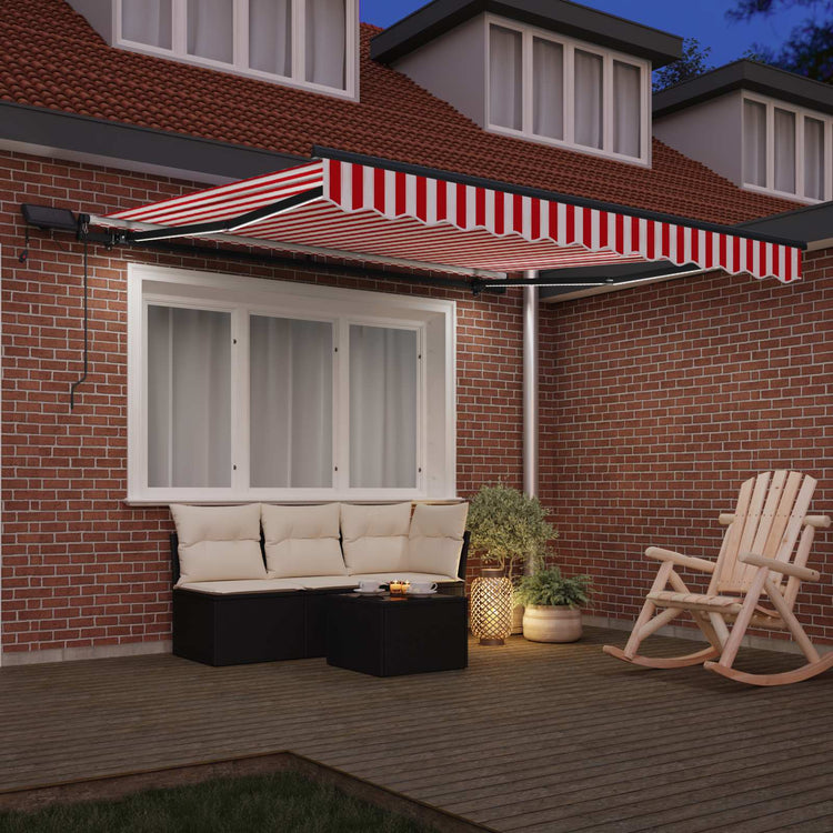 Vidaxl uitschuifbare luifel rood en wit 300 x 250 cm stof en aluminium