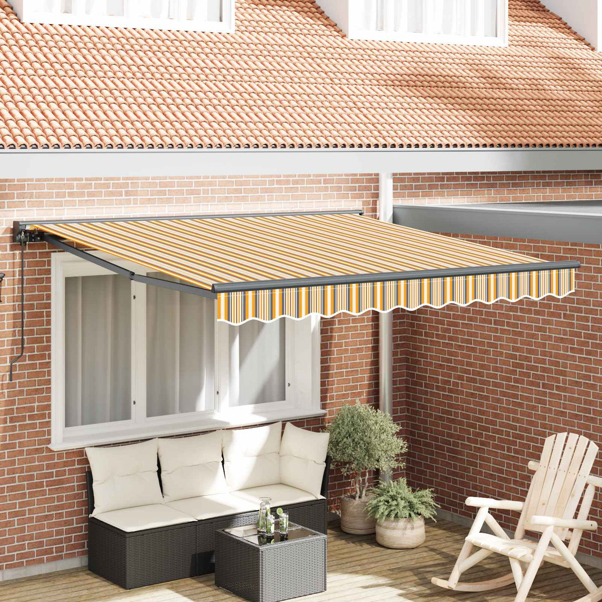 Vidaxl zijde frame geel en grijs 300 x 250 cm polyester met pu-coating