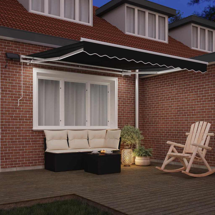 Vidaxl uitschuifbare luifel zwart 300 x 250 cm stof en aluminium