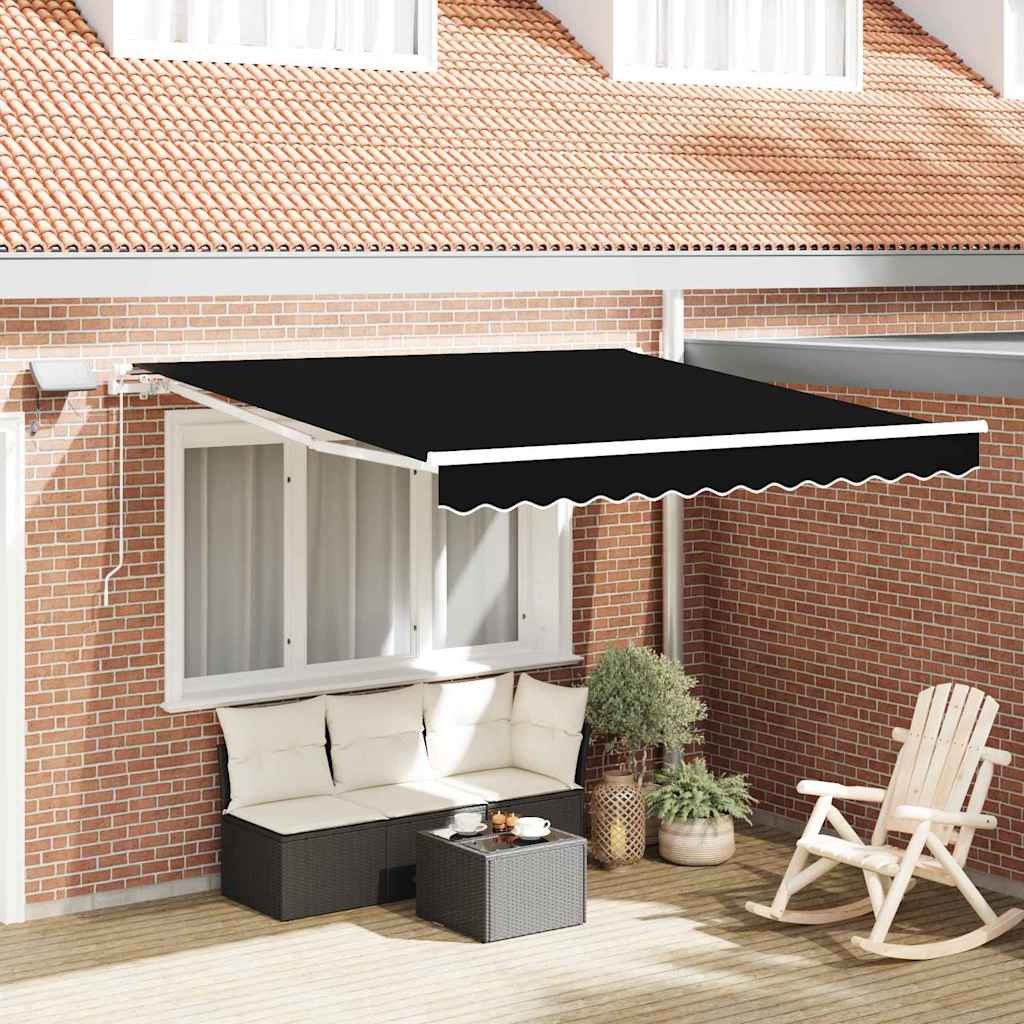 Vidaxl uitschuifbare luifel zwart 300 x 250 cm stof en aluminium