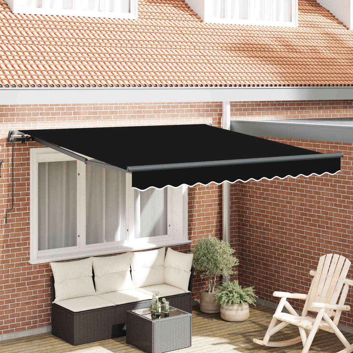 Vidaxl uitschuifbare luifel zwart 300 x 250 cm polyester en aluminium