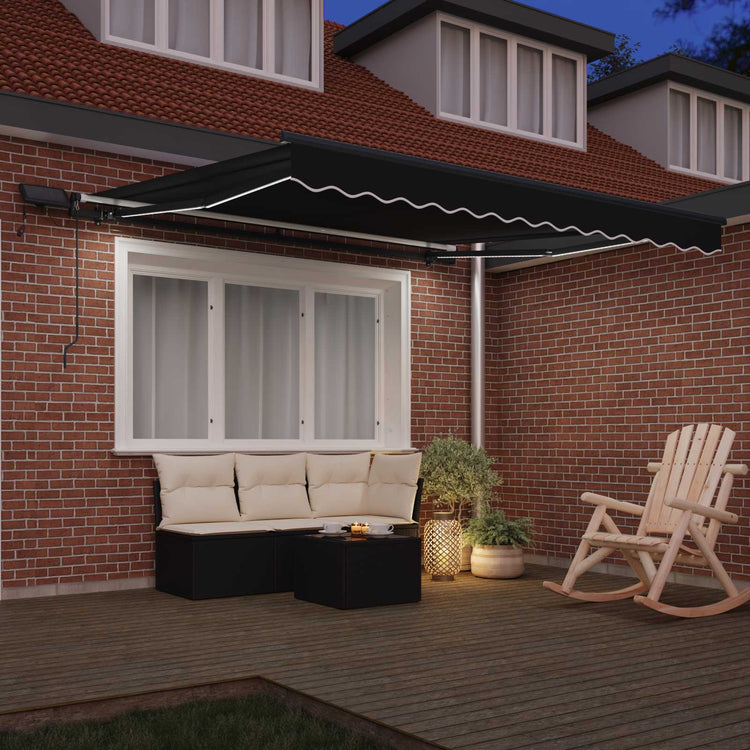 Vidaxl uitschuifbare luifel zwart 300 x 250 cm stof en aluminium