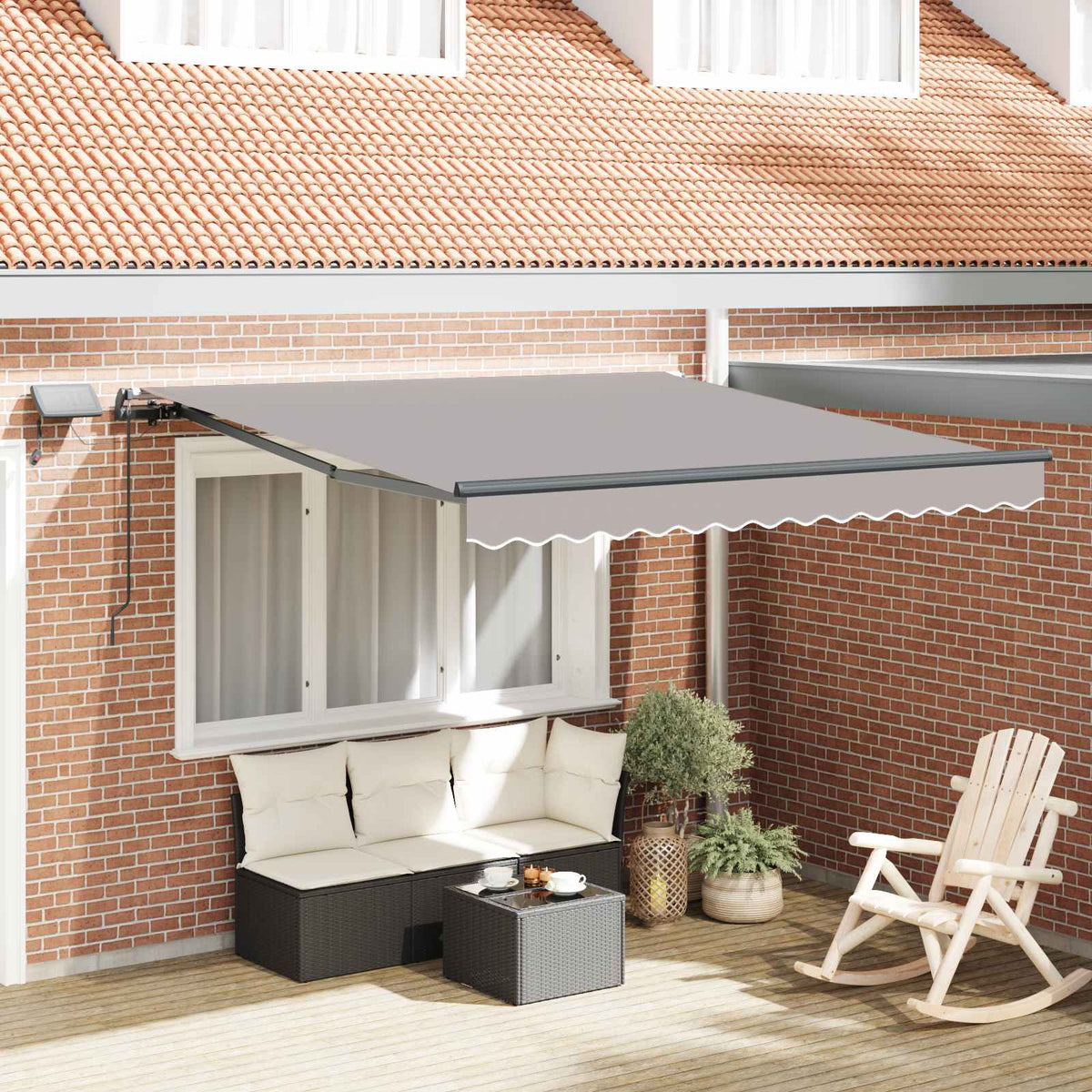 Vidaxl uitschuifbare luifel lichtgrijs 300 x 250 cm stof en aluminium