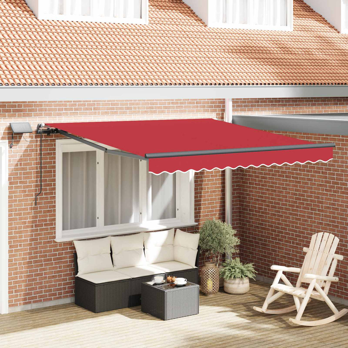 Vidaxl uitschuifbare luifel rood 300 x 250 cm stof en aluminium
