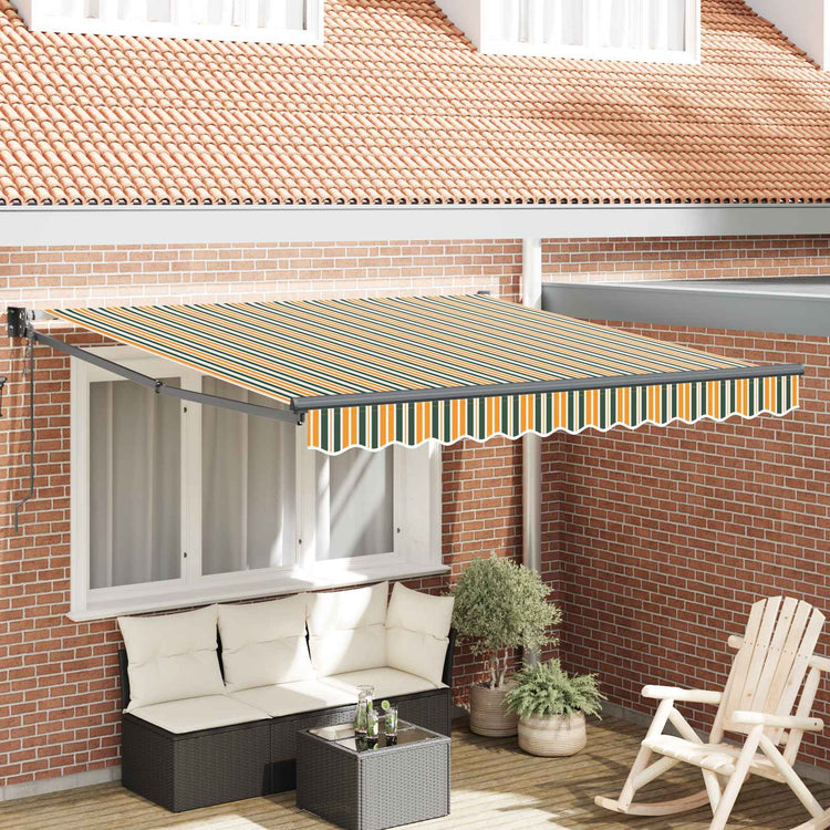 Vidaxl uitschuifbare luifel groen en geel 300 x 250 x 165 cm
