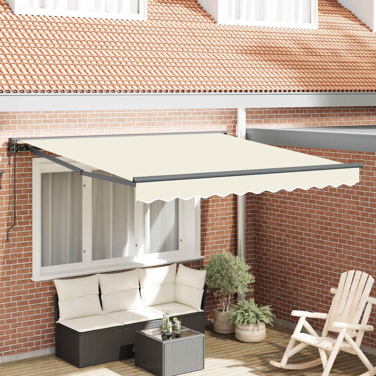 Vidaxl zijde frame crèmekleurig 350 x 250 cm polyester met pu-coating