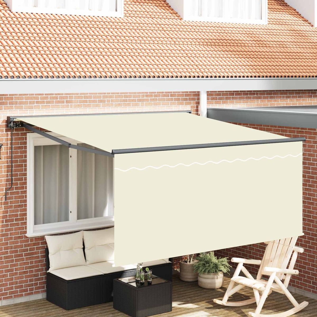 Vidaxl uitschuifbare luifel crème 350 x 250 cm polyester en aluminium