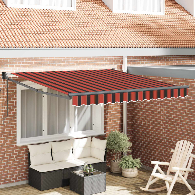 Vidaxl uitschuifbare luifel rood en zwart 350 x 250 x 165 cm