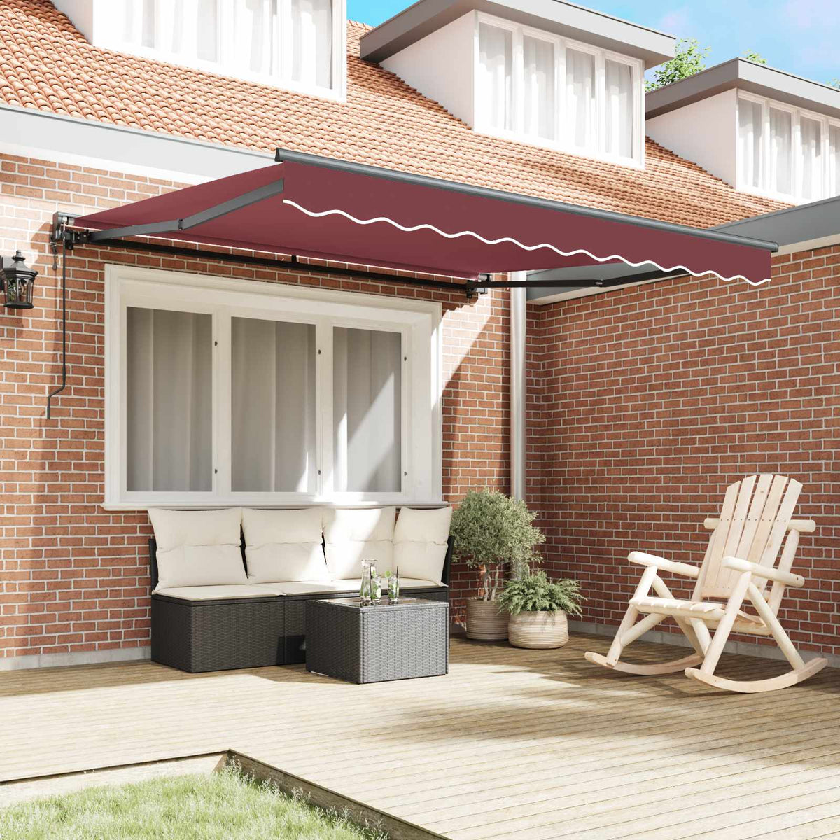 Vidaxl zijde frame bordeauxrood 350 x 250 cm polyester met pu-coating