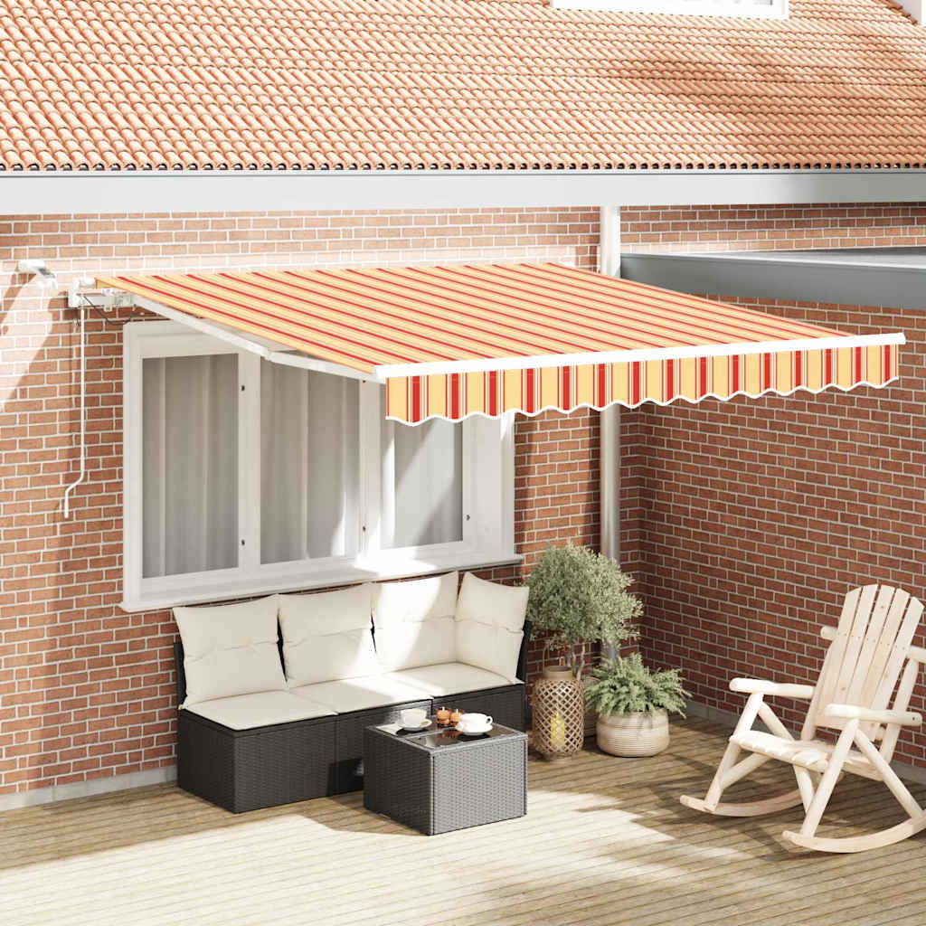 Vidaxl uitschuifbare luifel geel en oranje 350 x 250 cm polyester