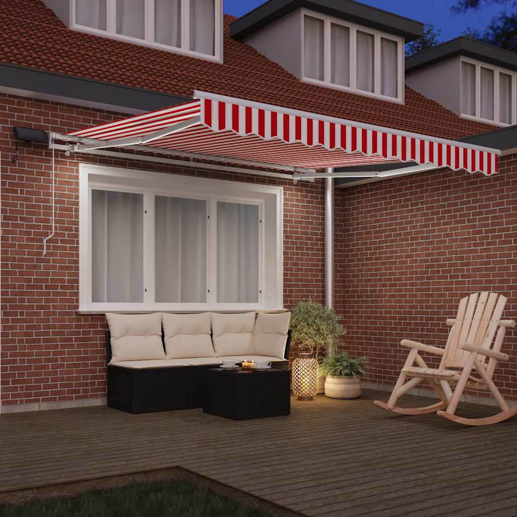 Vidaxl uitschuifbare luifel rood en wit 350 x 250 cm stof en aluminium