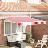 Vidaxl uitschuifbare luifel rood en wit 350 x 250 cm stof en aluminium - afbeelding 1