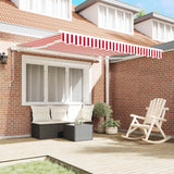 Vidaxl uitschuifbare luifel rood en wit 350 x 250 cm stof en aluminium - afbeelding 3