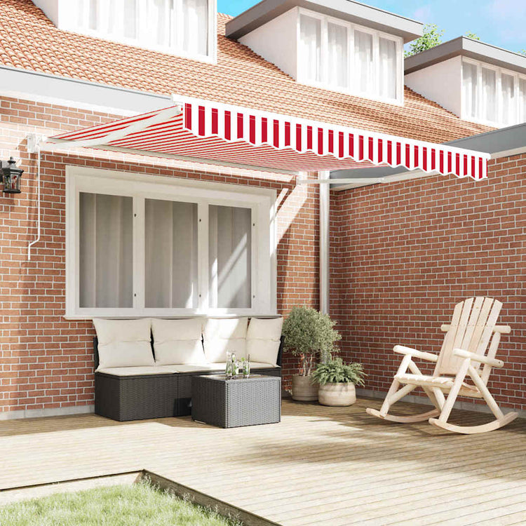 Vidaxl uitschuifbare luifel rood en wit 350 x 250 cm