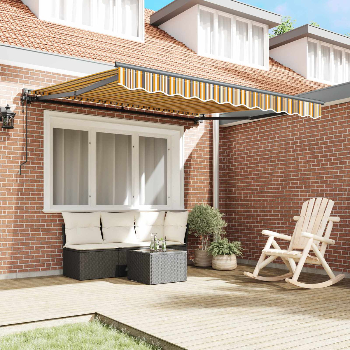 Vidaxl zijde frame geel en grijs 350 x 250 cm polyester met pu-coating