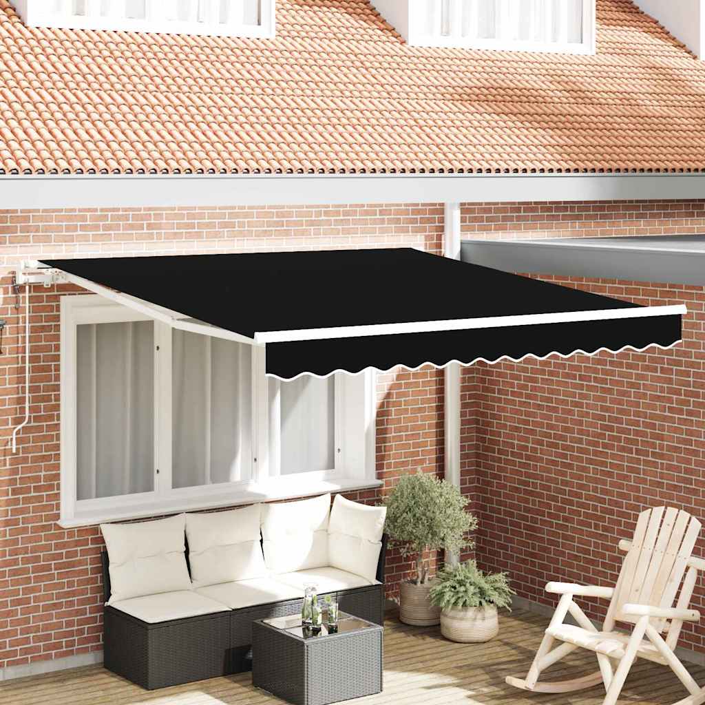Vidaxl uitschuifbare luifel zwart 350 x 250 cm stof en aluminium