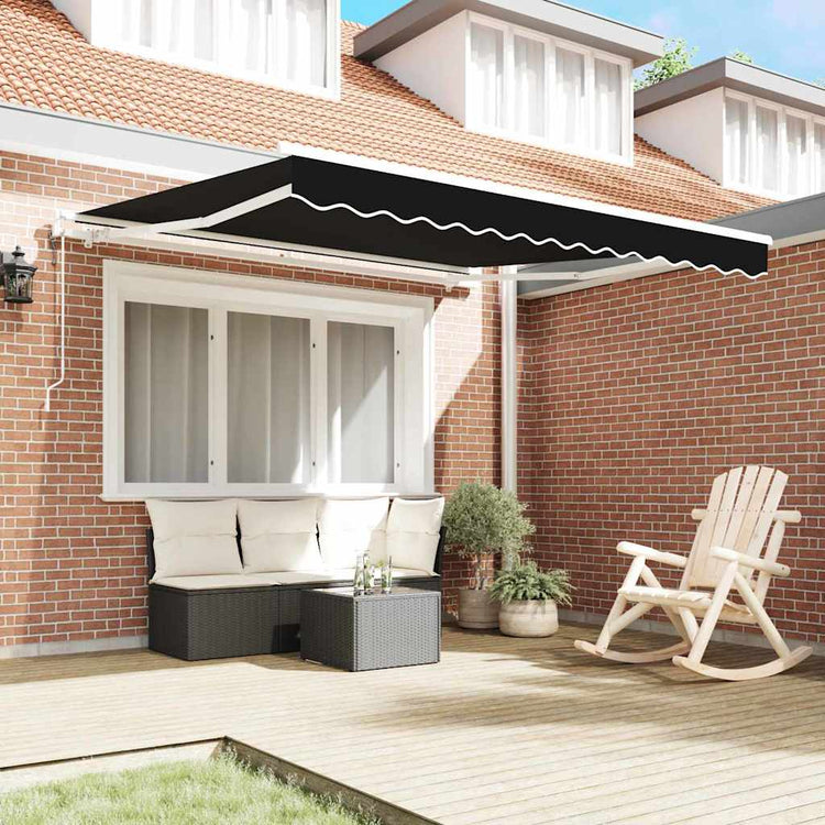Vidaxl uitschuifbare luifel zwart 350 x 250 cm stof en aluminium