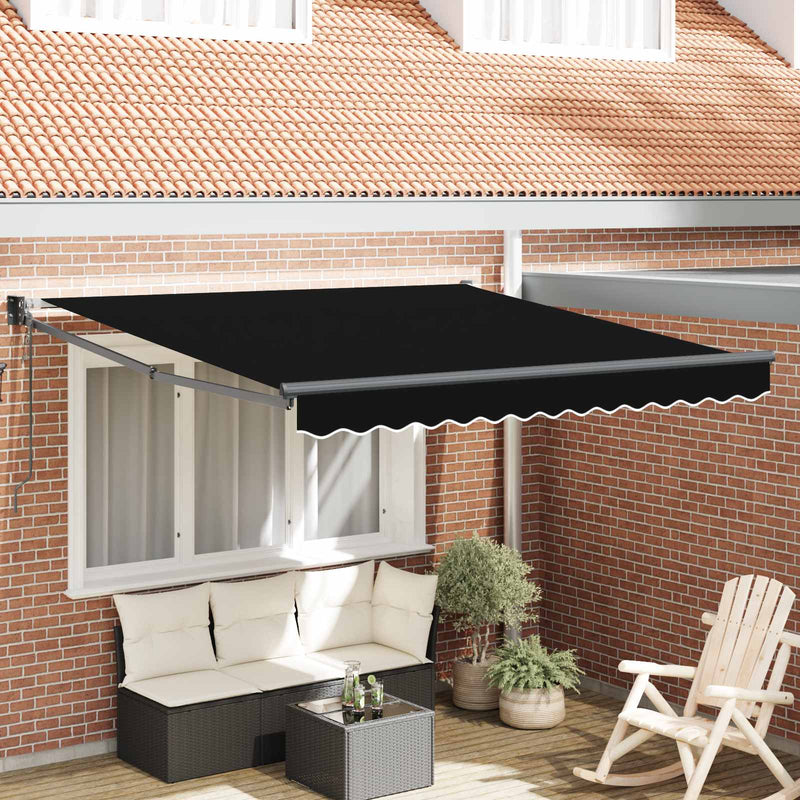 Vidaxl uitschuifbare luifel zwart 350 x 250 cm polyester en metaal