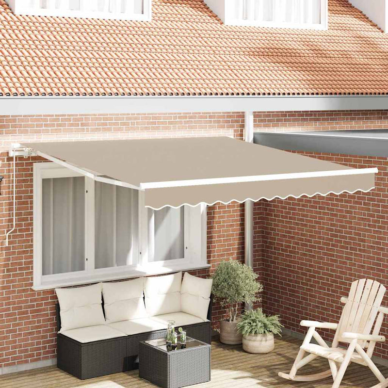 Vidaxl uitschuifbare luifel beige 350 x 250 cm polyester en aluminium
