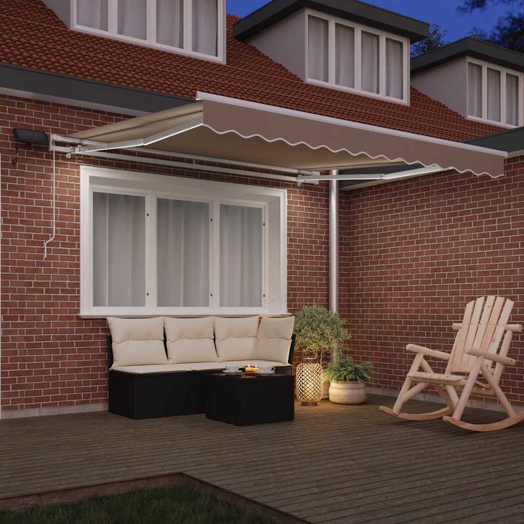Vidaxl inklapbaar zonnescherm beige 350 x 250 cm stof en staal