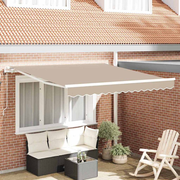 Vidaxl uitschuifbare luifel beige 350 x 250 cm stof en aluminium