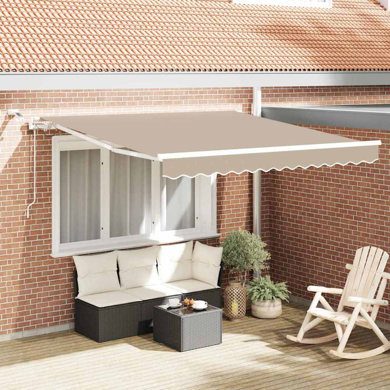 Vidaxl uitschuifbare luifel beige 350 x 250 cm polyester