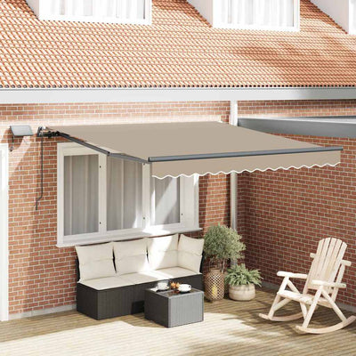 Vidaxl uitschuifbare luifel beige 350 x 250 cm stof en aluminium