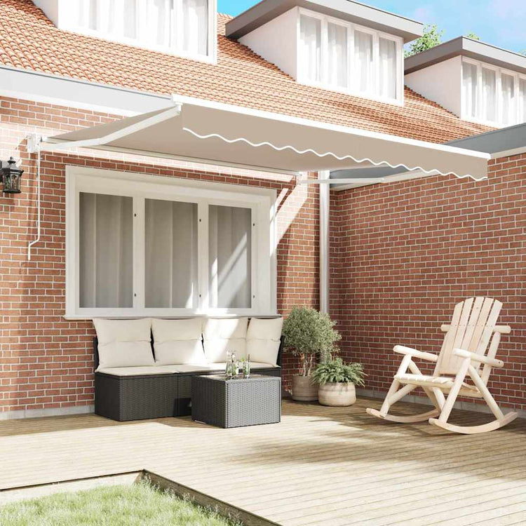 Vidaxl uitschuifbare luifel beige 350 x 250 cm polyester en metaal