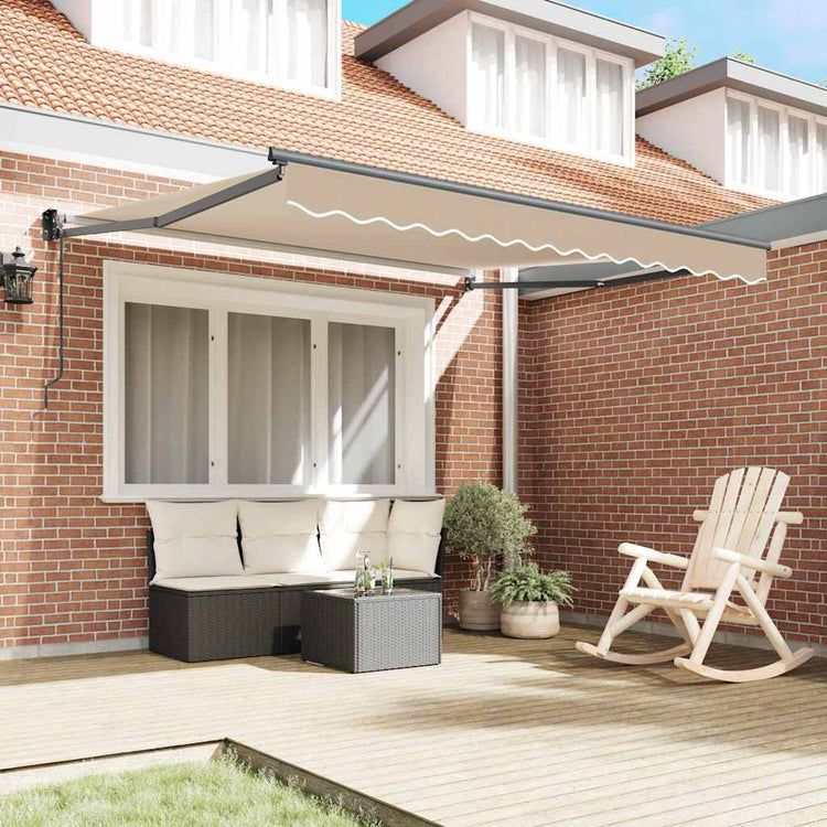 Vidaxl uitschuifbare luifel beige 350 x 250 cm polyester en metaal