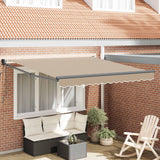 Vidaxl uitschuifbare luifel beige 350 x 250 cm polyester en metaal - afbeelding 1