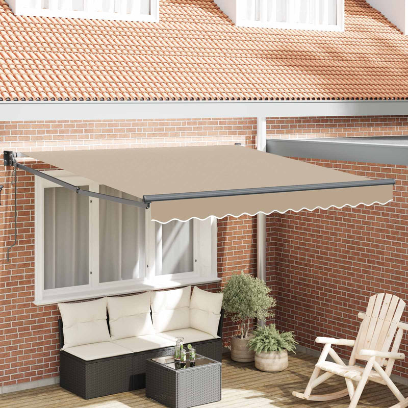 Vidaxl uitschuifbare luifel beige 350 x 250 cm polyester en metaal