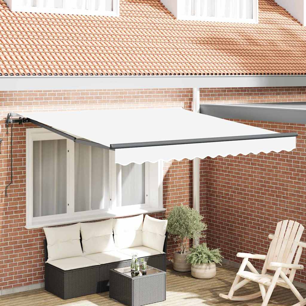 Vidaxl inklapbaar zonnescherm wit 350 x 250 cm stof en aluminium