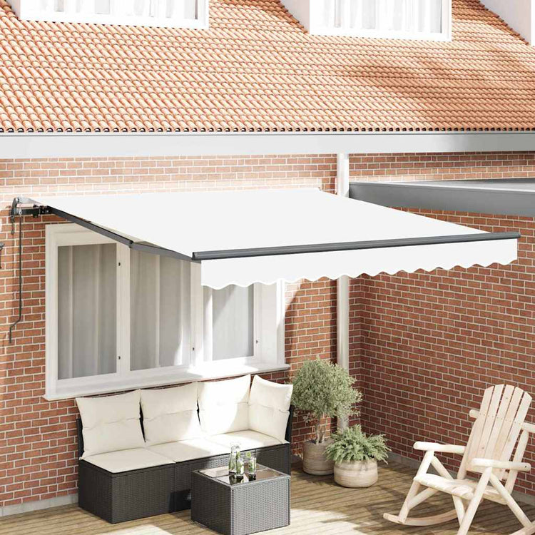 Vidaxl inklapbaar zonnescherm wit 350 x 250 cm stof en aluminium