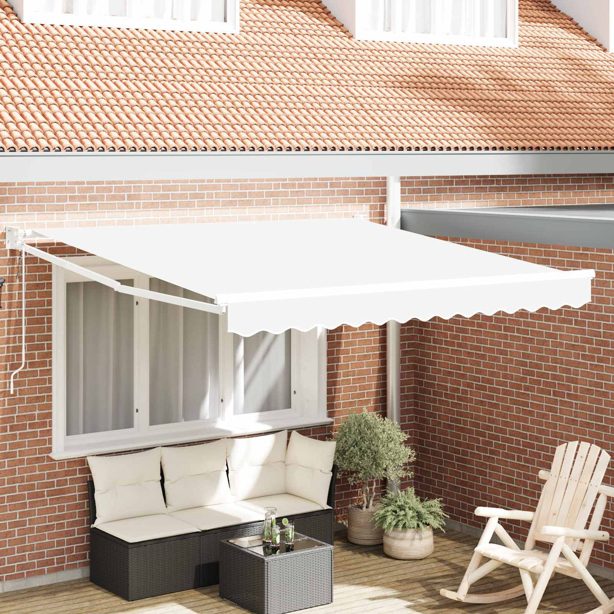 Vidaxl uitschuifbare luifel wit 350 x 250 cm polyester en metaal